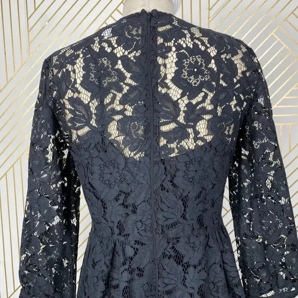 Anthropologie Mare Mare Persephone Dress 3/4 Sleeve Lace Black Size Small Petite - Picture 9 of 12
